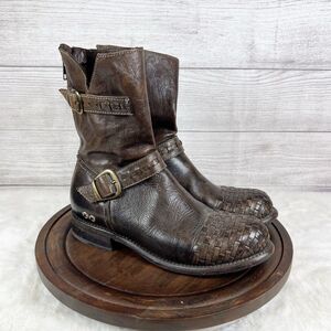 Bed Stu Women’s Ashwell Woven Testa Di Moro Dip Dy Moto Leather Boots Size 6.5